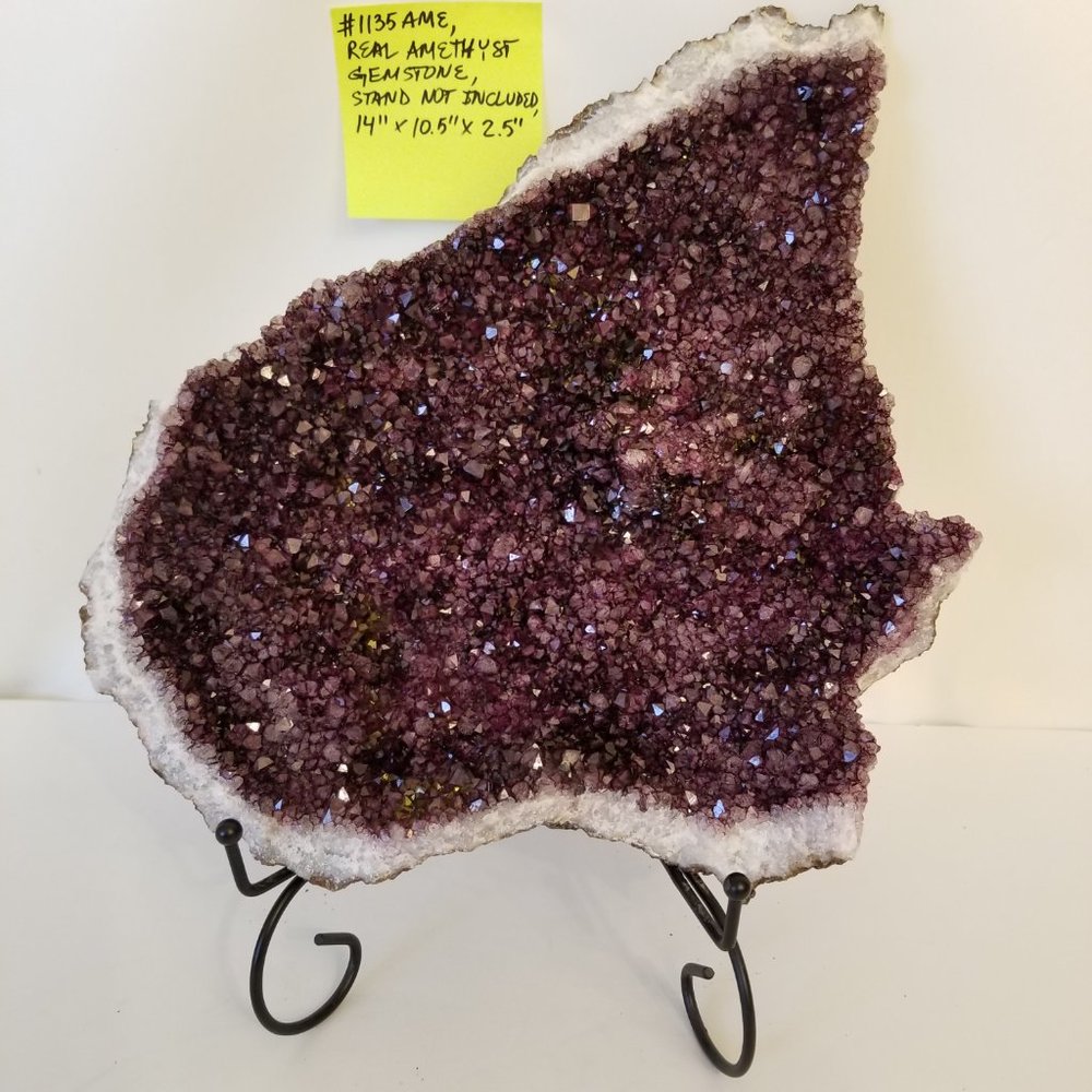 #1135AME Real Large Druzy Cathedral Amethyst Geode 14" by 10.5" by 2.5" - Picture 3 of 5